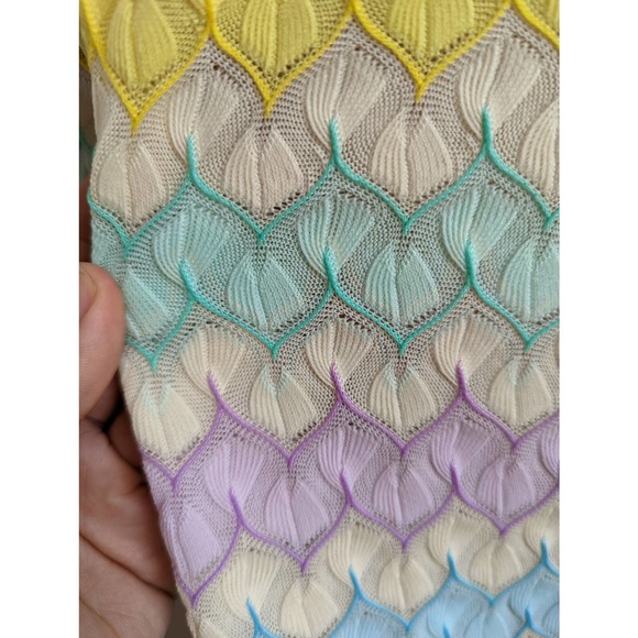 Sears 60s 12 Knit Sweater Rainbow Vintage Sheer Open Weave - Picture 6 of 8